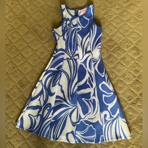 Blue and White Sleeveless Dress